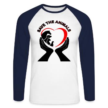 Animal Rights Animal Friends Animal Love Animal Welfare Animal - Unisex Long Sleeve Baseball T-Shirt - white/navy - Front - Nik (191cm)