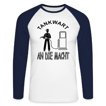 Tankwart Tankstelle Zapfsäule Diesel Geschenkidee - Unisex Baseballshirt langarm - Weiß/Navy - Vorne - Nik (191cm)