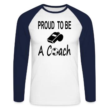Soccer Coach Fußballspieler Spruch Fußballtrainer - Unisex Baseballshirt langarm - Weiß/Navy - Vorne - Nik (191cm)