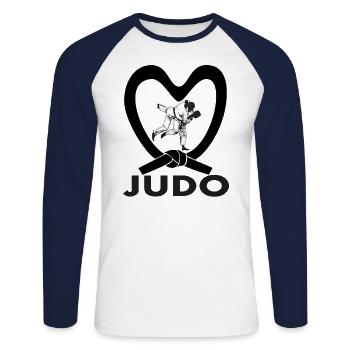 Judo Train Judo Training Martial Arts Gift - Unisex Long Sleeve Baseball T-Shirt - white/navy - Front - Nik (191cm)