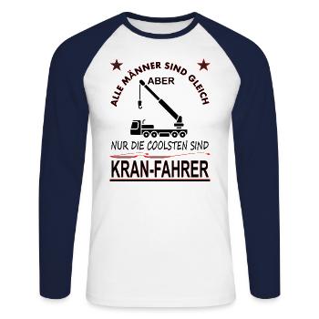 Männer Kran Fahrer Spruch Kran-Fahrerin Geschenk - Unisex Baseballshirt langarm - Weiß/Navy - Vorne - Nik (191cm)