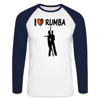 j’aime rumba danse rumba danseur idée cadeau - T-shirt baseball manches longues Homme - blanc/marine - Devant - Nik (191cm)