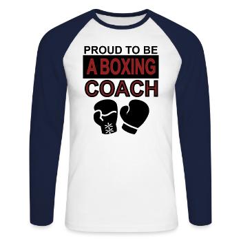 proud boxing coach boxing gloves k.o boxer fist - Unisex Long Sleeve Baseball T-Shirt - white/navy - Front - Nik (191cm)