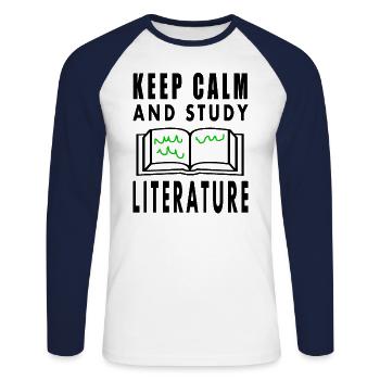 Literatur studieren Buch lesen Literatur-Student - Unisex Baseballshirt langarm - Weiß/Navy - Vorne - Nik (191cm)