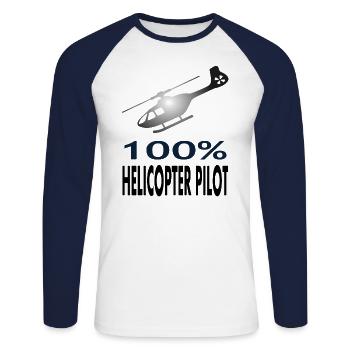 Helikopter Pilot Hubschrauber fliegen Geschenkidee - Unisex Baseballshirt langarm - Weiß/Navy - Vorne - Nik (191cm)