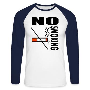 Fumer non-fumeur est mortel Smoking Gift - T-shirt baseball manches longues Homme - blanc/marine - Devant - Nik (191cm)