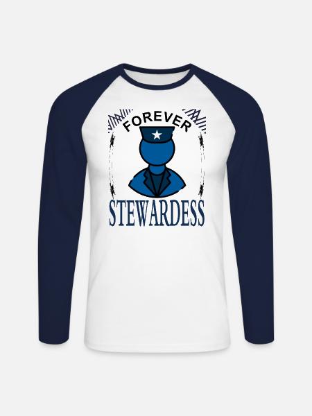 Stewardess für immer Flugbegleiterin Geschenkidee - Unisex Baseballshirt langarm - Weiß/Navy
