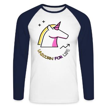 Einhorn für das Leben Pink Fee mythisch Geschenk - Unisex Baseballshirt langarm - Weiß/Navy - Vorne - Nik (191cm)