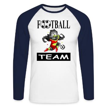 Jouer au football Joueurs de football Cadeau de club de football - T-shirt baseball manches longues Homme - blanc/marine - Devant - Nik (191cm)