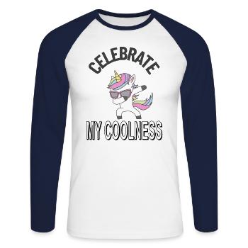 Einhorn mythisch Märchen Fee Pony Pink Geschenk - Unisex Baseballshirt langarm - Weiß/Navy - Vorne - Nik (191cm)
