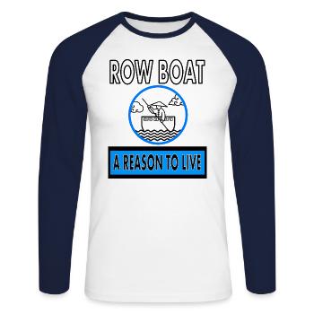 Avec bateau à rames sur le chemin Rower Canoe Idée cadeau - T-shirt baseball manches longues Homme - blanc/marine - Devant - Nik (191cm)