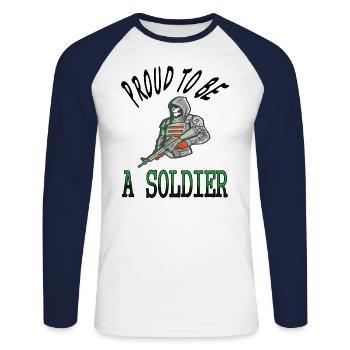 Je suis fier soldat militaire armée idée cadeau - T-shirt baseball manches longues Homme - blanc/marine - Devant - Nik (191cm)