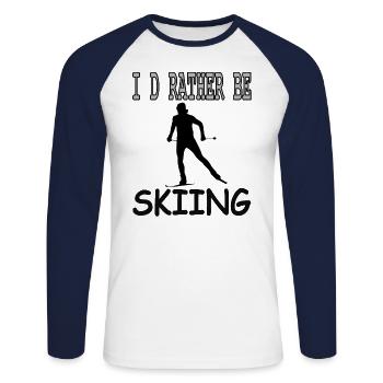 Skiing Ski Resort Ski Jumping Ski Slope Gift - Unisex Long Sleeve Baseball T-Shirt - white/navy - Front - Nik (191cm)