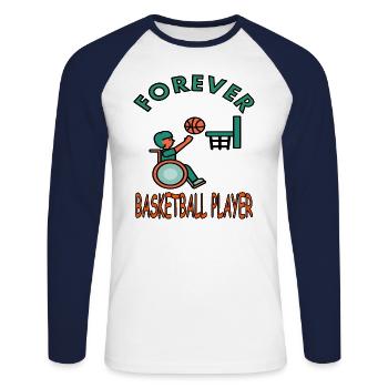 Basketballspielen Basketballspieler Slamdunk gift - Unisex Baseballshirt langarm - Weiß/Navy - Vorne - Nik (191cm)