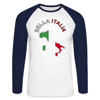 Bella Italia in Italien geboren italienische Fahne - Unisex Baseballshirt langarm - Weiß/Navy - Vorne - Nik (191cm)