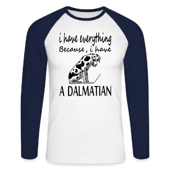 Hund Dalmatiner Hunderasse süße Hunde Geschenkidee - Unisex Baseballshirt langarm - Weiß/Navy - Vorne - Nik (191cm)