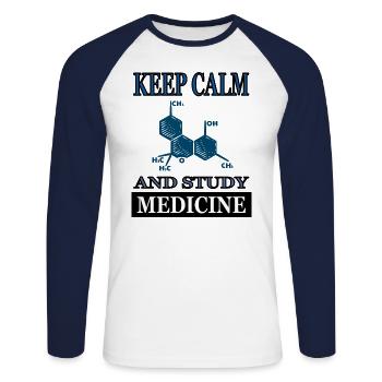 Medizin studieren Medizin-Studium Medizin-Student - Unisex Baseballshirt langarm - Weiß/Navy - Vorne - Nik (191cm)