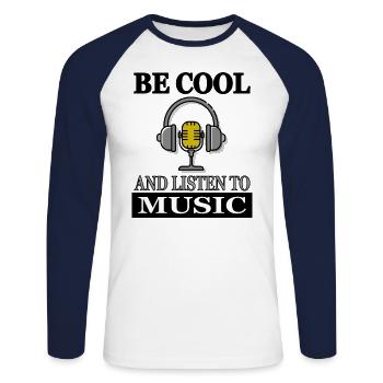 Écouter de la musique Casque Porter un cadeau d’école de musique - T-shirt baseball manches longues Homme - blanc/marine - Devant - Nik (191cm)