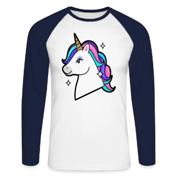 Unicorn is magical fable fairy witch pink gift - Unisex Long Sleeve Baseball T-Shirt - white/navy - Front - Nik (191cm)