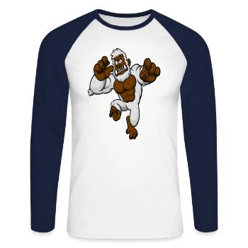 Gorilla Schimpanse Primat Affengesicht Geschenk - Unisex Baseballshirt langarm - Weiß/Navy - Vorne - Nik (191cm)