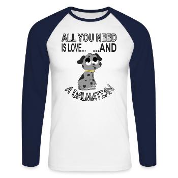 Dalmatian Dog Dog School Gassi Gift Idea - Unisex Long Sleeve Baseball T-Shirt - white/navy - Front - Nik (191cm)
