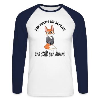 Fuchs ist schlau schlauer Fuchs Geschenkidee gift - Unisex Baseballshirt langarm - Weiß/Navy - Vorne - Nik (191cm)