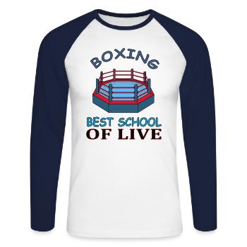 Boxer Boxkampf Boxkämpfer Kampfsport Geschenkidee - Unisex Baseballshirt langarm - Weiß/Navy - Vorne - Nik (191cm)