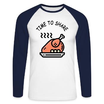 Hähnchen Essen lecker essen Koch Gourmet Geschenk - Unisex Baseballshirt langarm - Weiß/Navy - Vorne - Nik (191cm)