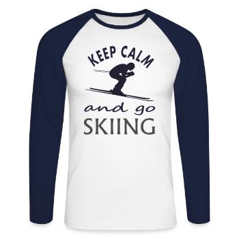 Skiing Ski resort Ski holiday Ski goggles Gift - Unisex Long Sleeve Baseball T-Shirt - white/navy - Front - Nik (191cm)