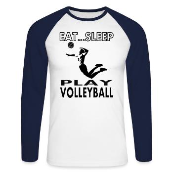 Joueurs de volleyball jouant au volleyball idée cadeau - T-shirt baseball manches longues Homme - blanc/marine - Devant - Nik (191cm)