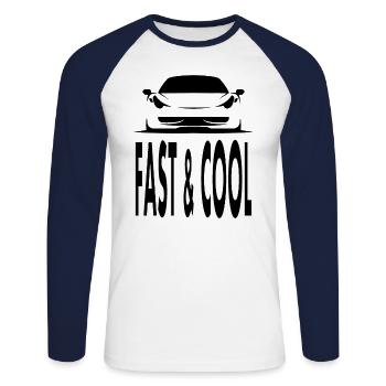Fast Car Cool Car Voiture Voiture Cadeau Idée Cadeau - T-shirt baseball manches longues Homme - blanc/marine - Devant - Nik (191cm)