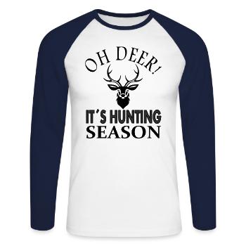 I'm a hunter hunting hunting deer game gift idea - Unisex Long Sleeve Baseball T-Shirt - white/navy - Front - Nik (191cm)