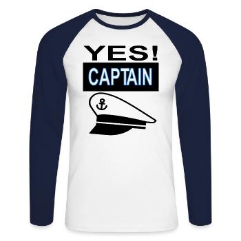 Proud Captain Anchor Shipping Yacht Gift - Unisex Long Sleeve Baseball T-Shirt - white/navy - Front - Nik (191cm)