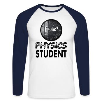 Étudiant en physique Étudiant en physique Étudiant en physique - T-shirt baseball manches longues Homme - blanc/marine - Devant - Nik (191cm)