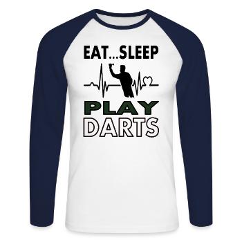 Eat sleep darts play dart dart dartboard - Unisex Long Sleeve Baseball T-Shirt - white/navy - Front - Nik (191cm)