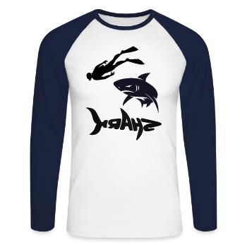 With Shark Dancing Gadgets Diver Snorkeling Gift - Unisex Long Sleeve Baseball T-Shirt - white/navy - Front - Nik (191cm)