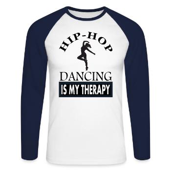 Hip Hop Dancing Hip-Hop Dancer Disco Gift Idea - Unisex Long Sleeve Baseball T-Shirt - white/navy - Front - Nik (191cm)