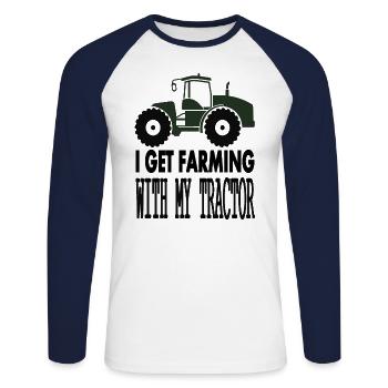 Traktor fahren Traktorfahrer Landwirt Geschenkidee - Unisex Baseballshirt langarm - Weiß/Navy - Vorne - Nik (191cm)