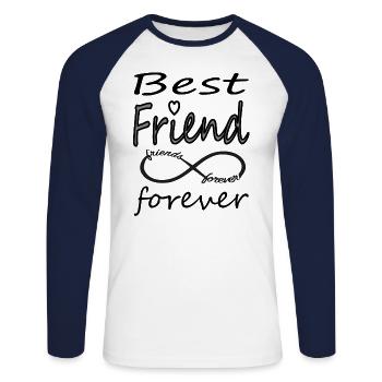 Meilleur ami Meilleur ami Cadeau d’amitié - T-shirt baseball manches longues Homme - blanc/marine - Devant - Nik (191cm)