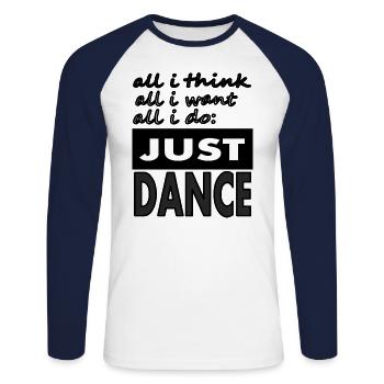 J’aime danser danseur danseur disant idée cadeau - T-shirt baseball manches longues Homme - blanc/marine - Devant - Nik (191cm)