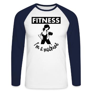Fitness Fitnessstudio Hantel Gewicht Geschenkidee - Unisex Baseballshirt langarm - Weiß/Navy - Vorne - Nik (191cm)