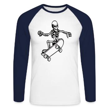 Skateboard fahren Skateboarding Skate Geschenkidee - Unisex Baseballshirt langarm - Weiß/Navy - Vorne - Nik (191cm)