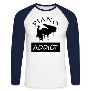 Piano Addictive Piano Musical Instrument Gift Idea - Unisex Long Sleeve Baseball T-Shirt - white/navy - Front - Nik (191cm)
