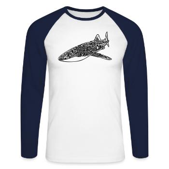 Whale Shark - T-shirt baseball manches longues Homme - blanc/marine - Devant - Nik (191cm)