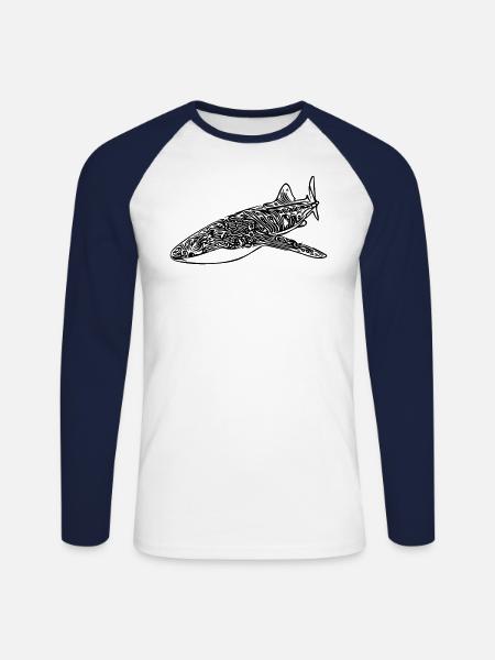 Walhai - Unisex Baseballshirt langarm - Weiß/Navy