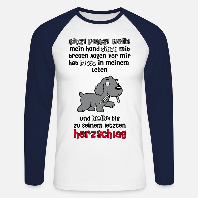 Hund Sitz!Platz!Bleib! - Unisex Baseballshirt langarm - Weiß/Navy