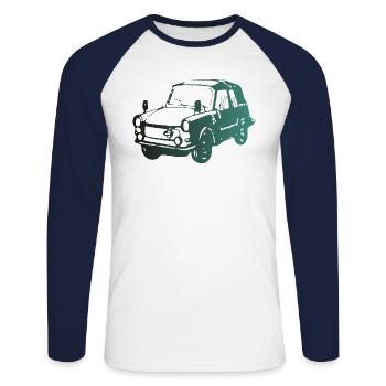  601 Kübel Stoffhund - Unisex Baseballshirt langarm - Weiß/Navy - Vorne - Nik (191cm)