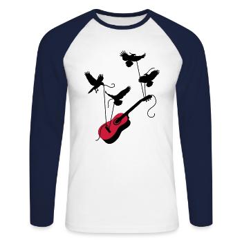 guitar - Unisex Long Sleeve Baseball T-Shirt - white/navy - Front - Nik (191cm)