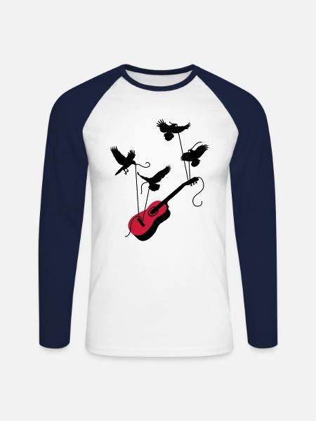 guitar - Unisex Long Sleeve Baseball T-Shirt - white/navy