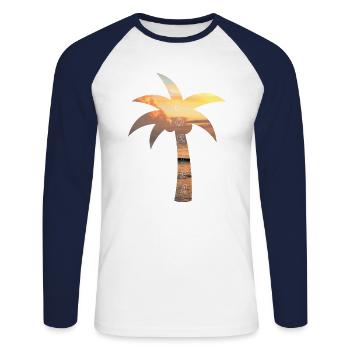 Palmier - Floride - T-shirt baseball manches longues Homme - blanc/marine - Devant - Nik (191cm)